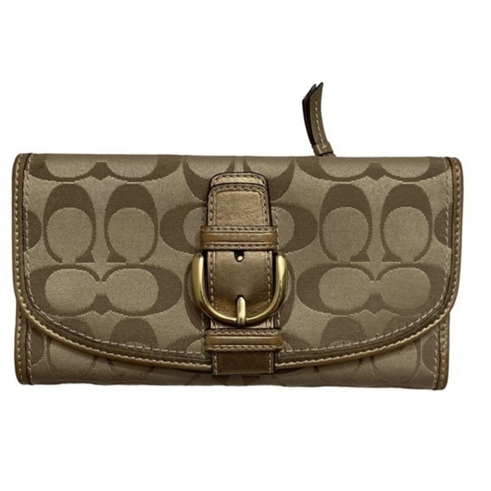 Coach gold bronze khaki wallet